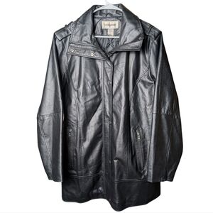 Veranesi Black Leather Women's 18W Coat Jacket Excellent Condition 90s